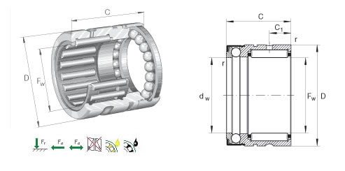 INANX7TN滚针组合轴承平面图